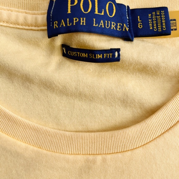 Polo Ralph Lauren Large Yellow Custom Slim Fit T-shirt - Picture 3 of 3